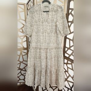 Zara Cream Eyelet Maxi Dress